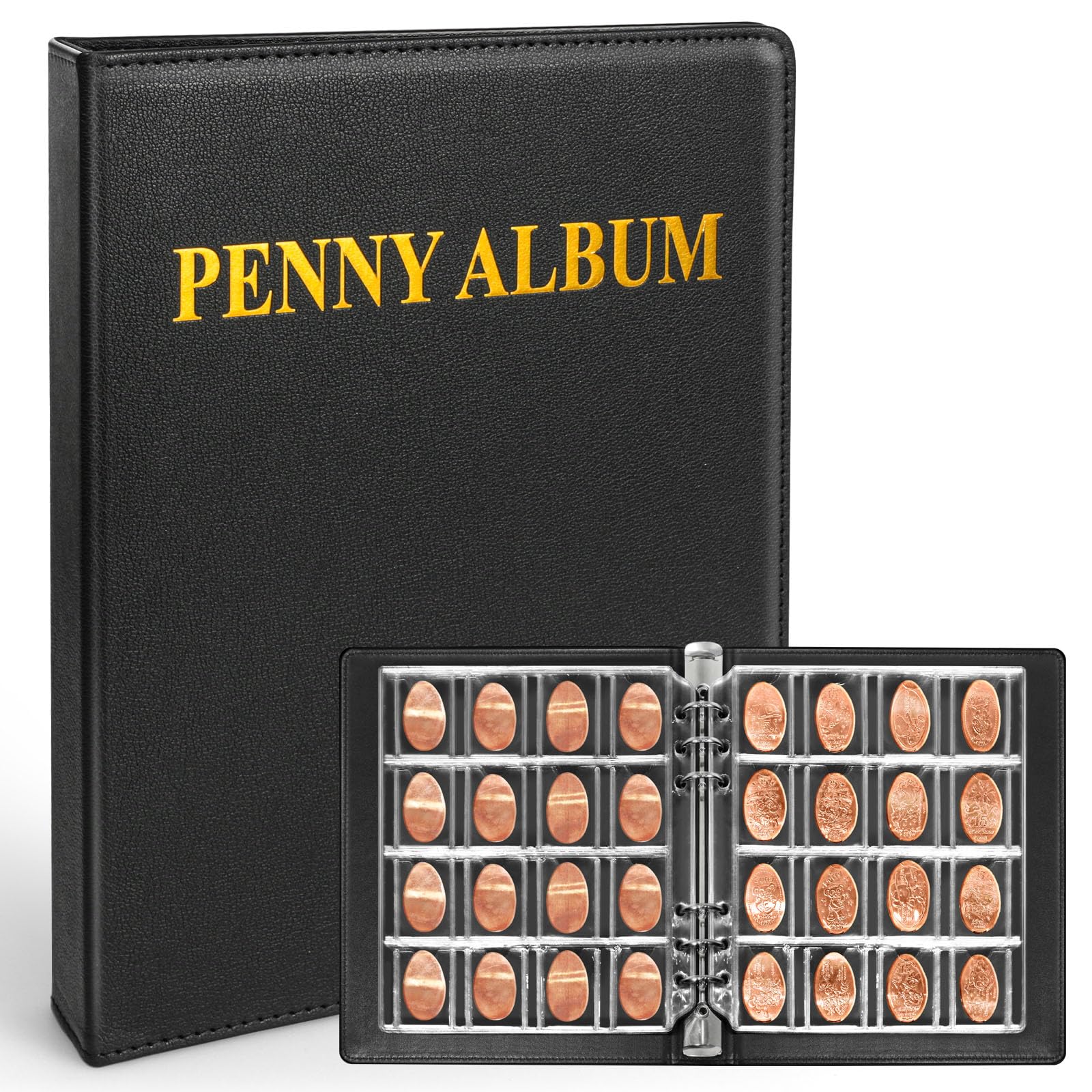Tutata Pressed Penny Book, Black, 192 Coins, 7.1 × 9.1 inches